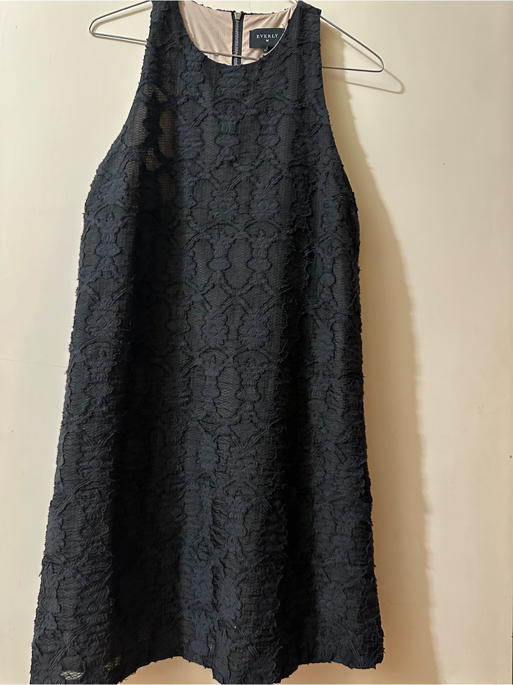 Everly black lace shift dress